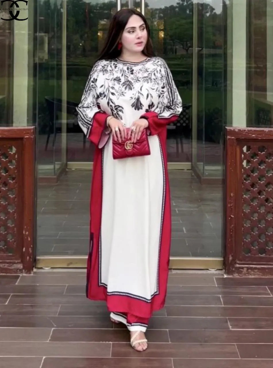 Trendy Women's Stitched Printed Swiss Lawn Shirt and Trouser Set - 2 Pcs